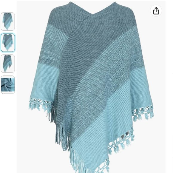 Faux Cashmere Lightweight Poncho - Picture 2 of 4